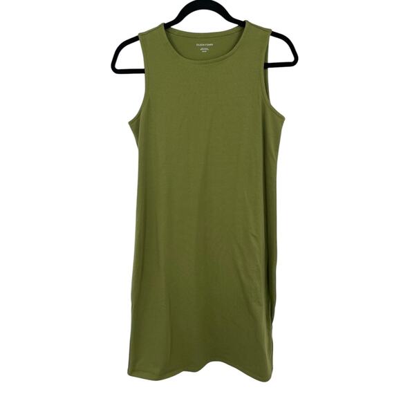 Eileen Fisher dress Tank side slit stretch jersey green PP Petite X-Small PXS - Picture 1 of 5